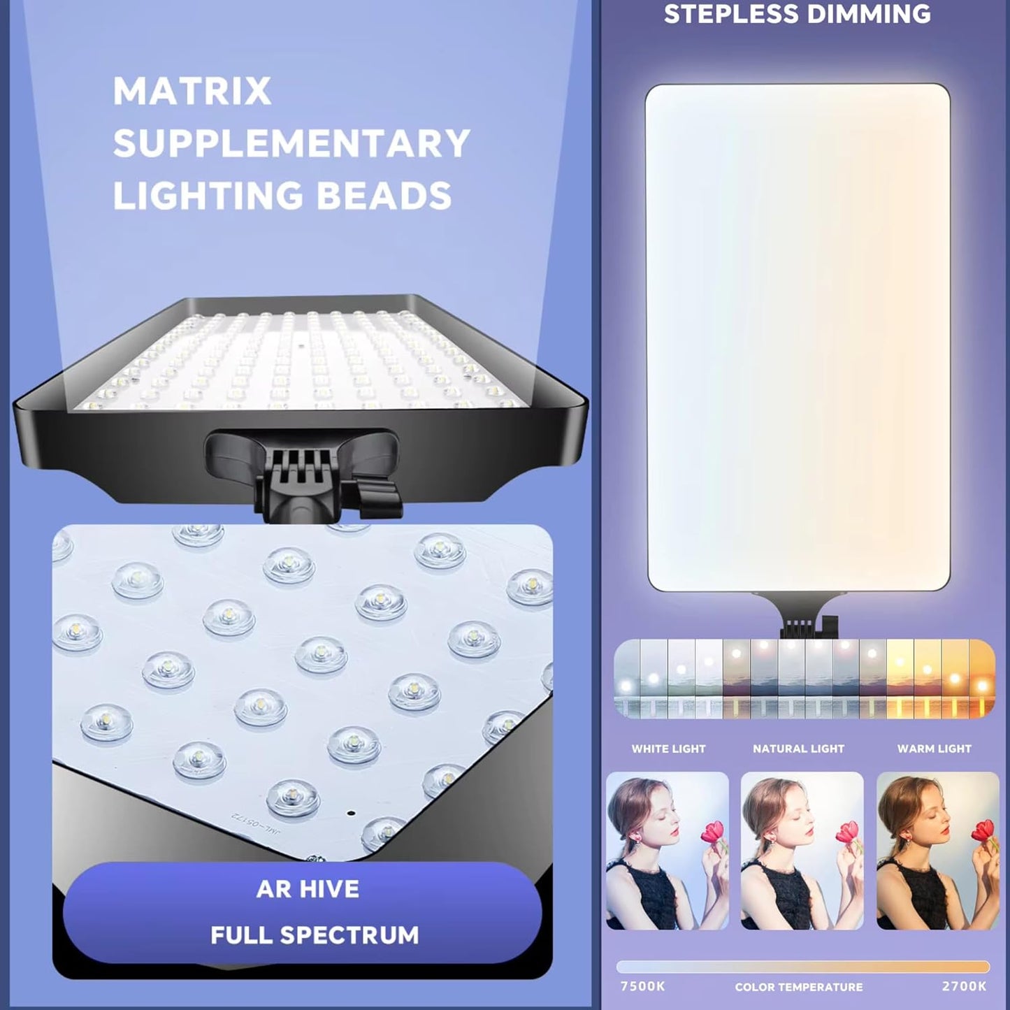 ADZOY Professional Super Bright LED Bi-Colors Panel Light (35cm x 60 cm) Upto 28 Inch with Touch Key Controls and Premium 7 Feet Adjustable Metal Tripod with Remote