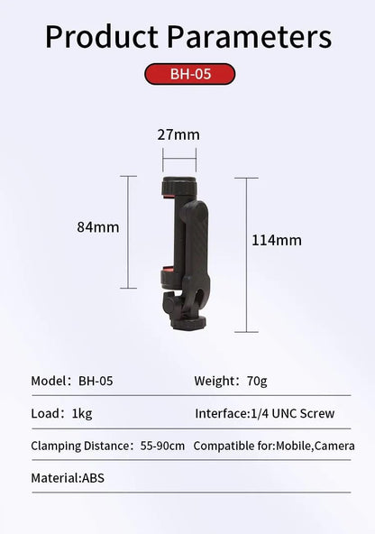 ADZOY BH-05 Mobile Phone Holder, Tripod, Smartphone Holder, Tripod Mount, iPhone Tripod,Camera Tripod, 360 Degree Rotation, Smartphone Stand, Cold Shoe Included, Smartphone Tripod Mount