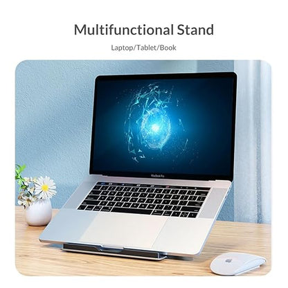 ADZOY Elegant and Functional Bamboo Wood Base 360° Rotatable Anti Slip Premium Strong Laptop Stand. Compatible for MacBook, HP, Dell, Lenovo & All Other Notebook with Comfort and Durability.