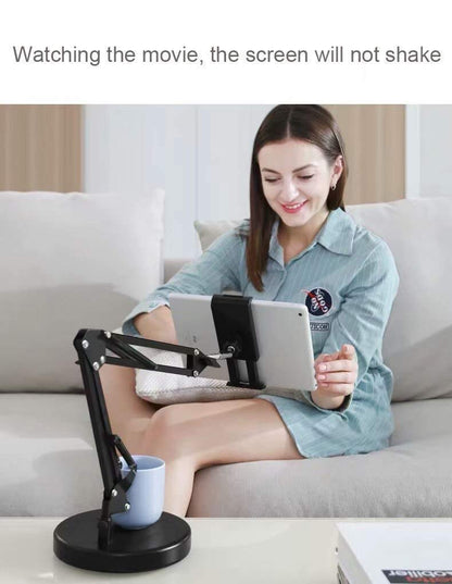 ADZOY Tabletop Metal Stand for lPad/Tablet/Mobile Phones-Adjustable Multi Angle Long Arm-Device 3.5~10.6 inches- Office, Home, Watching Movie, Drawing, Live Streaming (Long arm - Heavy Base)