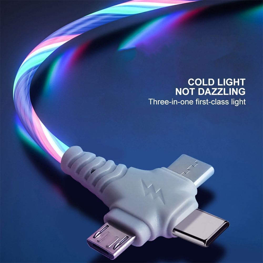 ADZOY 3 in 1 Charging Cable Fast Charging,Light Up LED Multi Phone Charger Android USB C Cable 3FT Micro USB Cable Type C Party Themed Holiday Decorations Kids Boys Girls Gifts