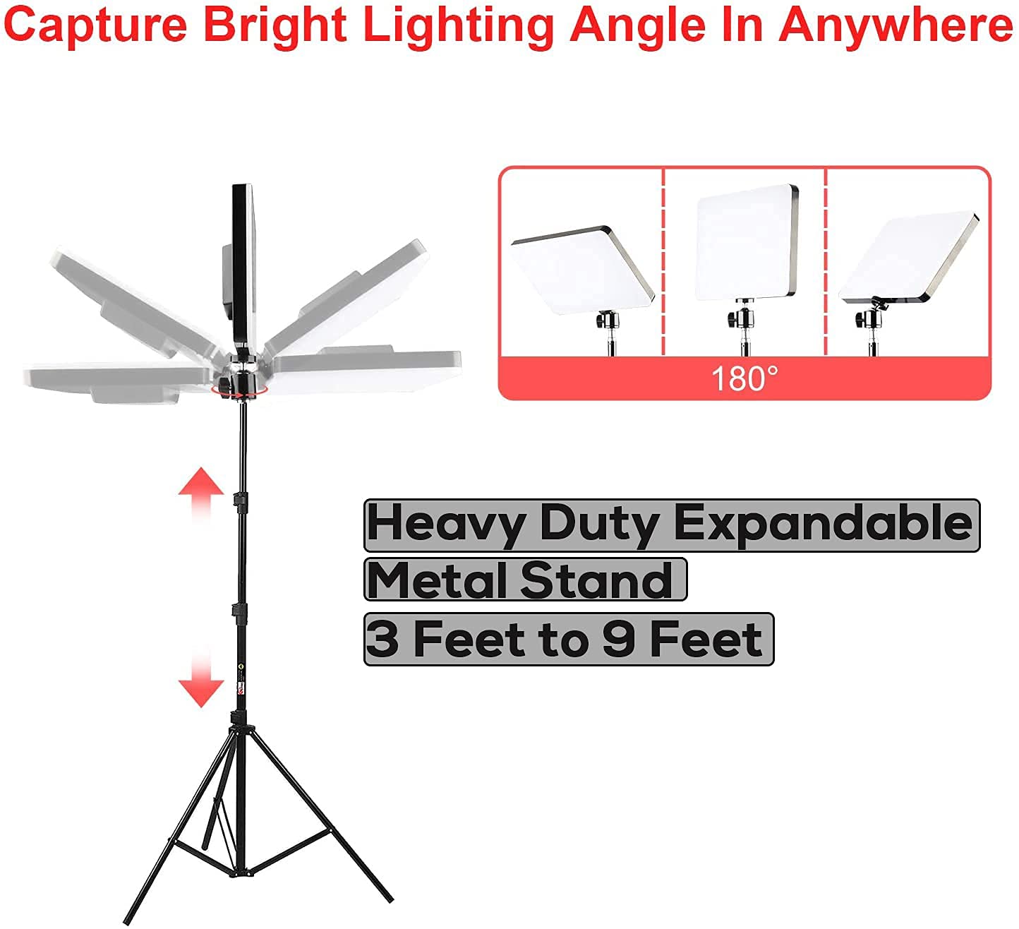 ADZOY (Set of 2) 6 Modes 10" LED Soft Light Panel Kit | 7 Foot Metal Tripod Stand | Collar Mic for Studio Photography/Video Recording/Baking/Calligraphy | PL-26 | Remote Control | Continues Light