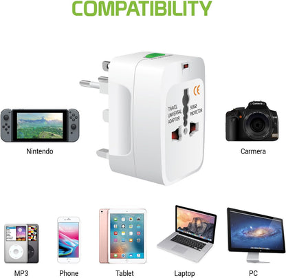 ADZOY Portable Worldwide Universal Power Adapter All in One International Out of Country Travel Wall Charger Plug for Wall Plug Input in USA EU UK France Italy Australia India
