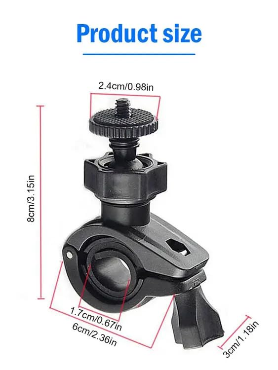 ADZOY Premium Handlebar Mount 360° Motorcycle and Bike 1/4" Screw with Mobile for GoPro Hero Camera/Bluetooth Speakers/Recorders/Cameras Car Dash Cam Accessory, Tripod Clamp with Mobile Holder Stand