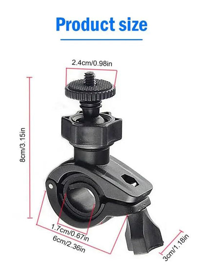 ADZOY Premium Handlebar Mount 360° Motorcycle and Bike 1/4" Screw with Mobile for GoPro Hero Camera/Bluetooth Speakers/Recorders/Cameras Car Dash Cam Accessory, Tripod Clamp with Mobile Holder Stand