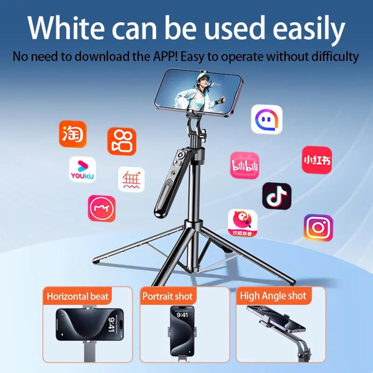 ADZOY Professional Rechargeable Selfie Stick Phone Tripod with AI Face Tracking with Remote | 175CM (69") Extendable Stand with 1 Ring Fill Light | 360° Rotation | Overhead Phone Holder Stabilizer