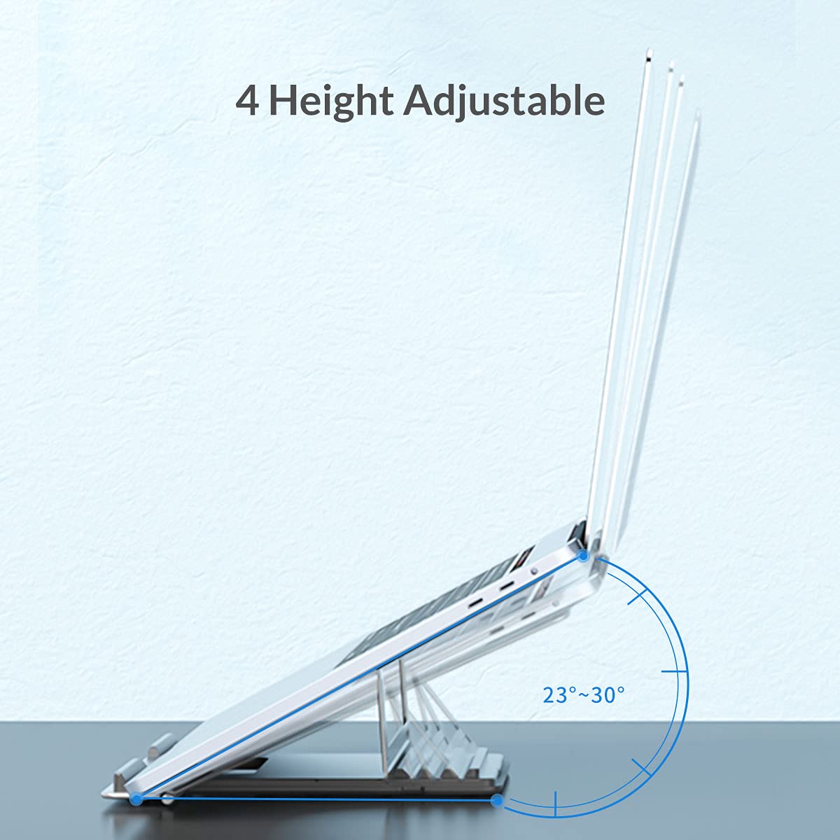 ADZOY Premium ADL8 Super Strong and Slim Aluminum-Silicon Made Anti Slip 4 Level of Height Adjustment can Hold Upto 10 KG of Weight Laptop/Notebook/Tablet Stand Holder for Work & Play