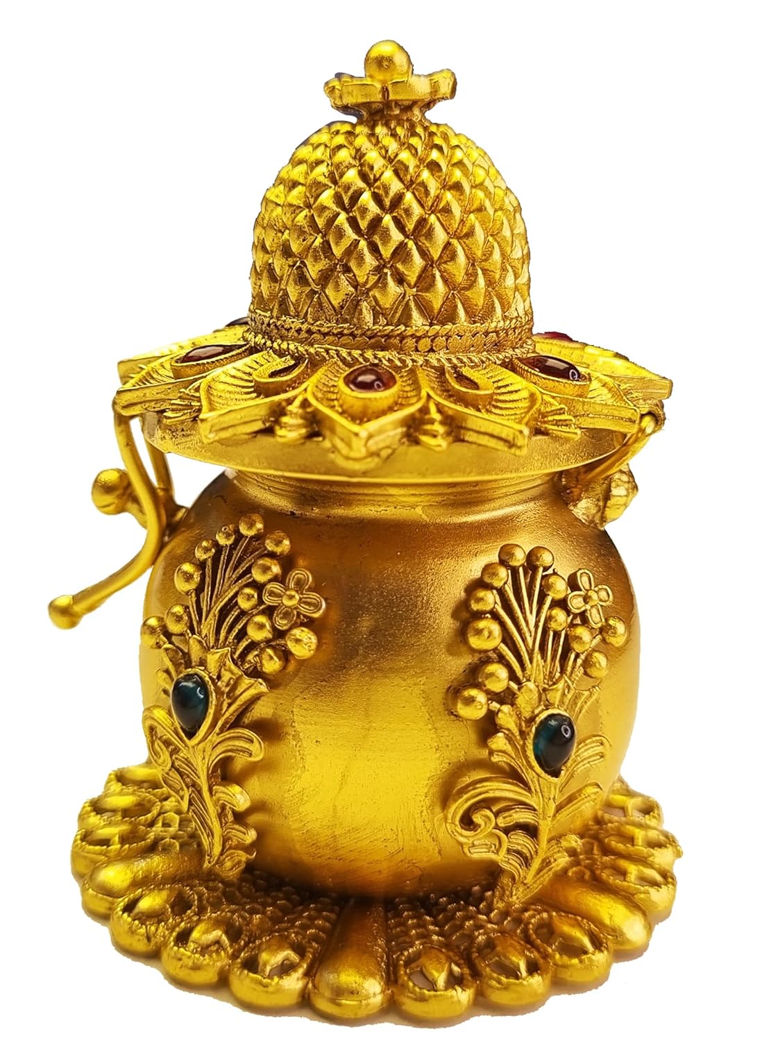 ADZOY Premium Handcrafted Kalash Shape for Wedding | Haldi | Sindoor | Kumkum | Chandan | Dabbi Handmade Pure Brass Material Box