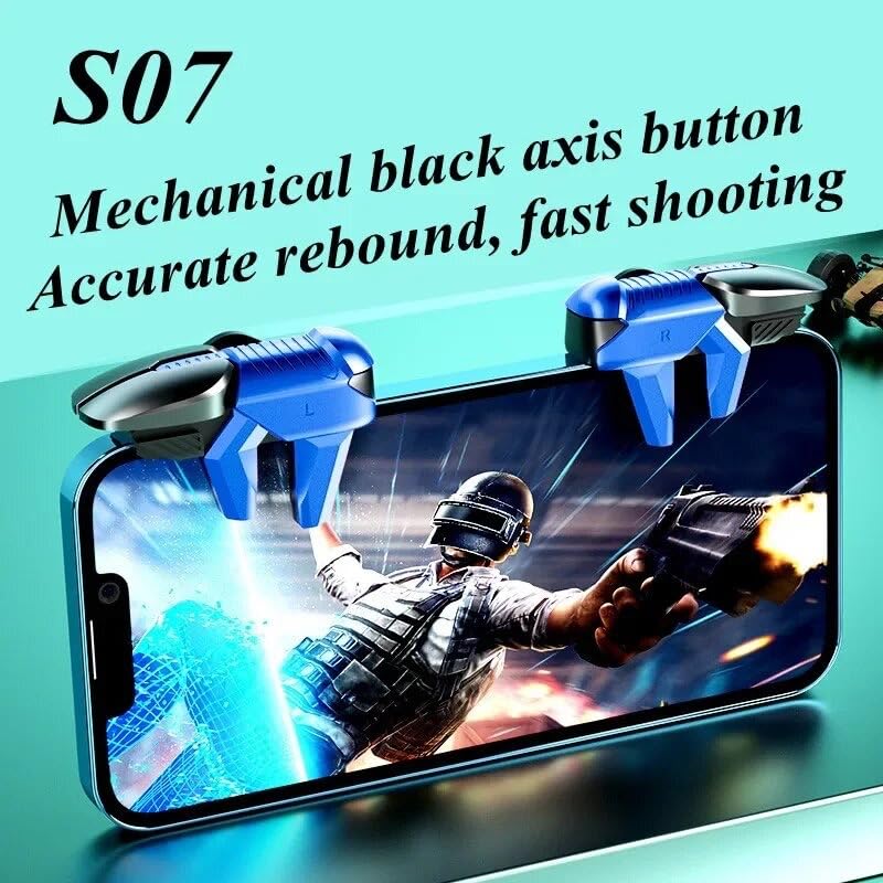 ADZOY 2024 New Model S07 Mobile Game Controller With (1 Pair) FINGER SLEEVE for iPad/Tablets, Six Finger Handle Trigger Aim Button L1R1 L2R2 Shooter Gamepad for PUBG/Fornite/Knives Out/Call of Duty