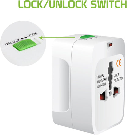 ADZOY Portable Worldwide Universal Power Adapter All in One International Out of Country Travel Wall Charger Plug for Wall Plug Input in USA EU UK France Italy Australia India