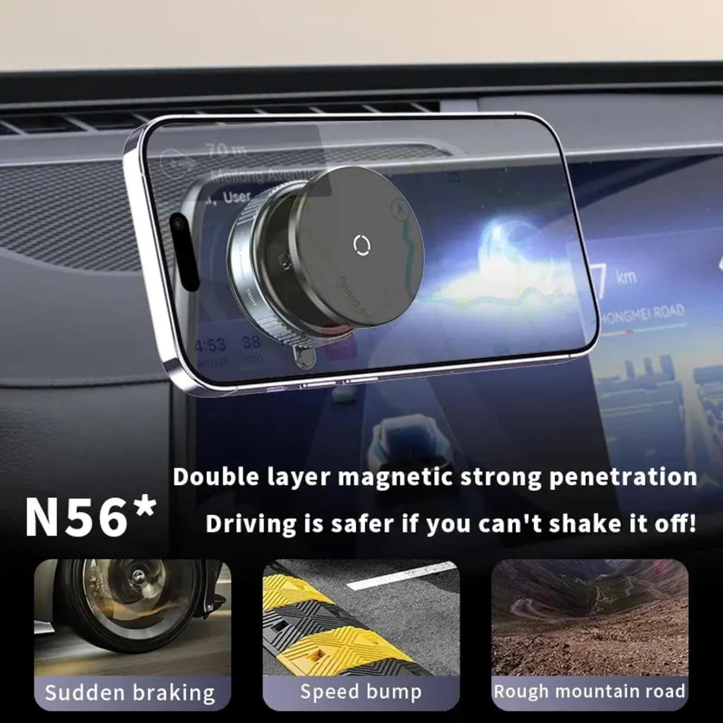 ADZOY Vacumm Suction Cup Phone Mount Magnetic Car Cell Phone Holder| 360 Rotation | Vacuum Lock Holder for Multipurpose Use | Heavy Duty | Reusable Wall Holder for Kitchen, Bathroom, Desk