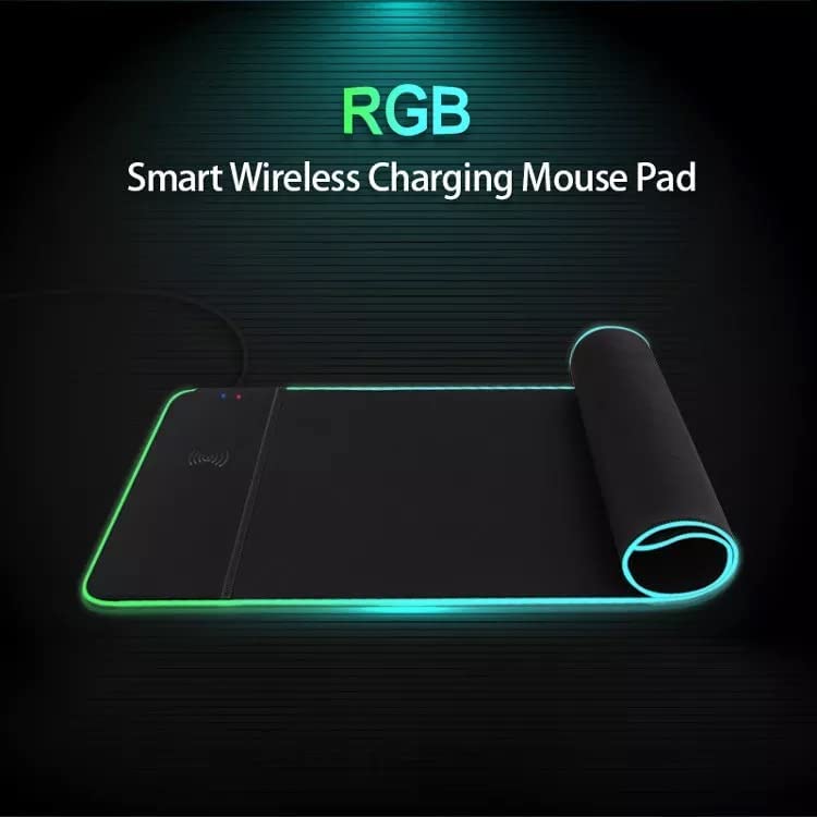ADZOY Premium RGB Gaming Mouse Pad Desk Pad with Upto 10W Wireless Charging, (800x300x4) MM XXL Extended Non-Slip Rubber Base for Office, Home, Gaming