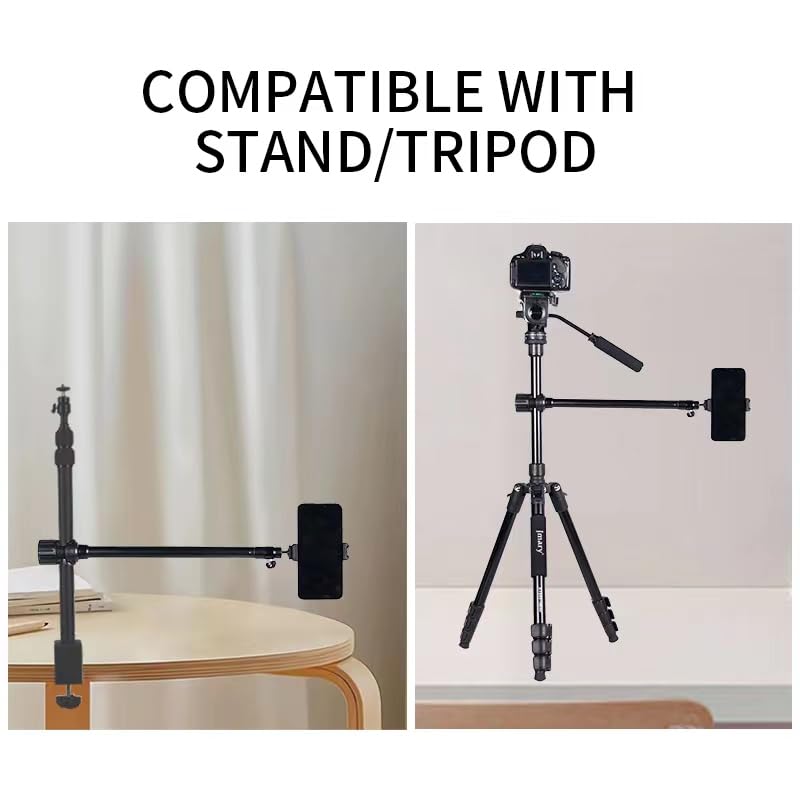 ADZOY MT 21 Arm Extension Tripod Extension with MT49 Light Stand Tabletop C Clamp Desk Mount Table Stand with NEEPHO NP-26 Round PANAL Light for Photography with Ball Head,Microphone