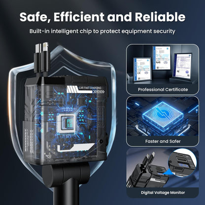 ADZOY Car Charger, 4 in 1 Mech-Style Fast Charging Car Phone Charger 65W, Cell Phone Charger for Car Compatible with iPhone 16/16 Pro Max/15/15 Pro Max/14/13/12/11,Galaxy, Pixel
