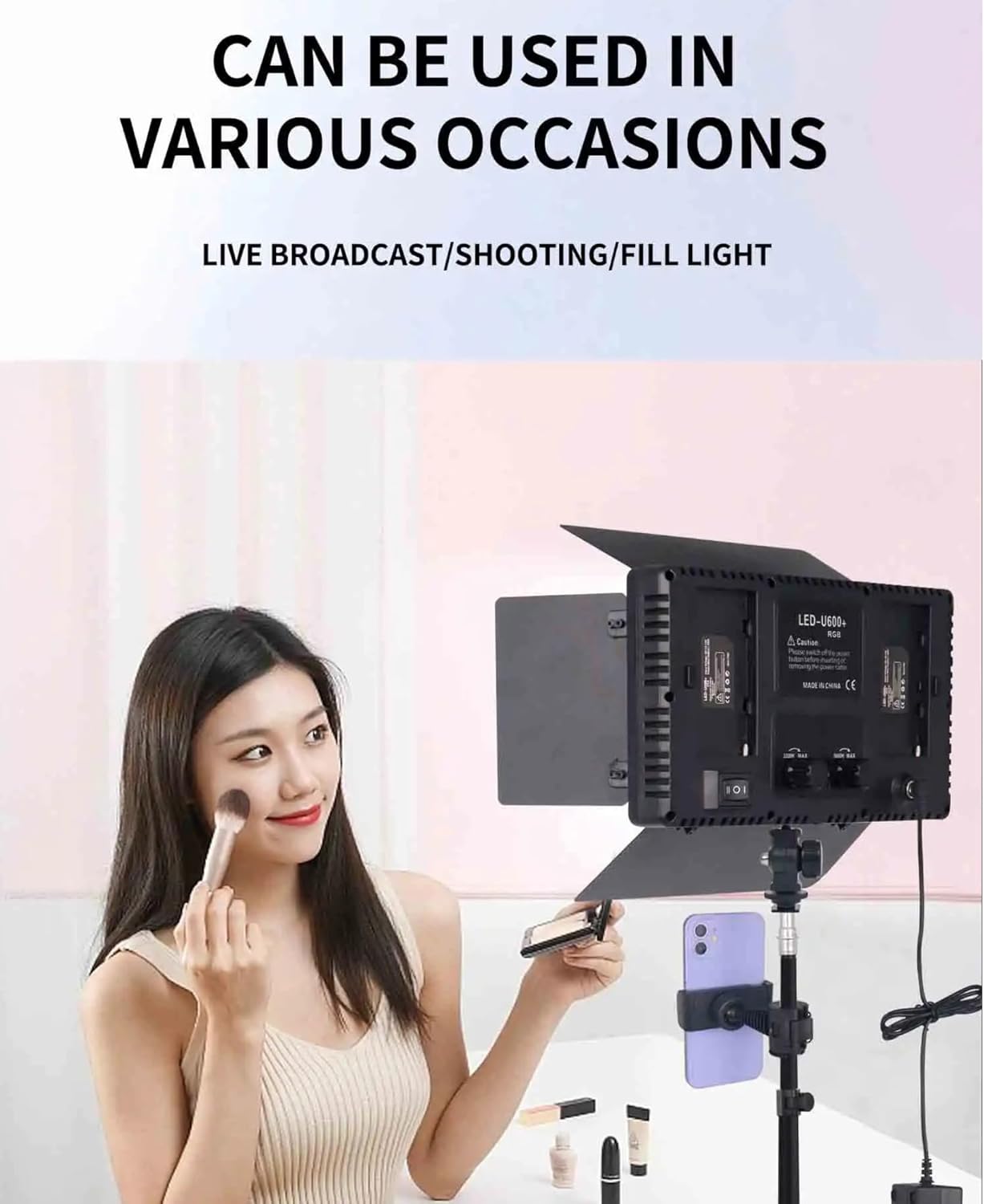 ADZOY Photography Lighting Bi-Color 60W (Pro-800-1150 LED) with Barn Door 14" Panel LED Video Light, Bluetooth Remote, 7 Feet Adjustable Metal Tripod & Clamp, Light for Video/Photo/Live Streaming