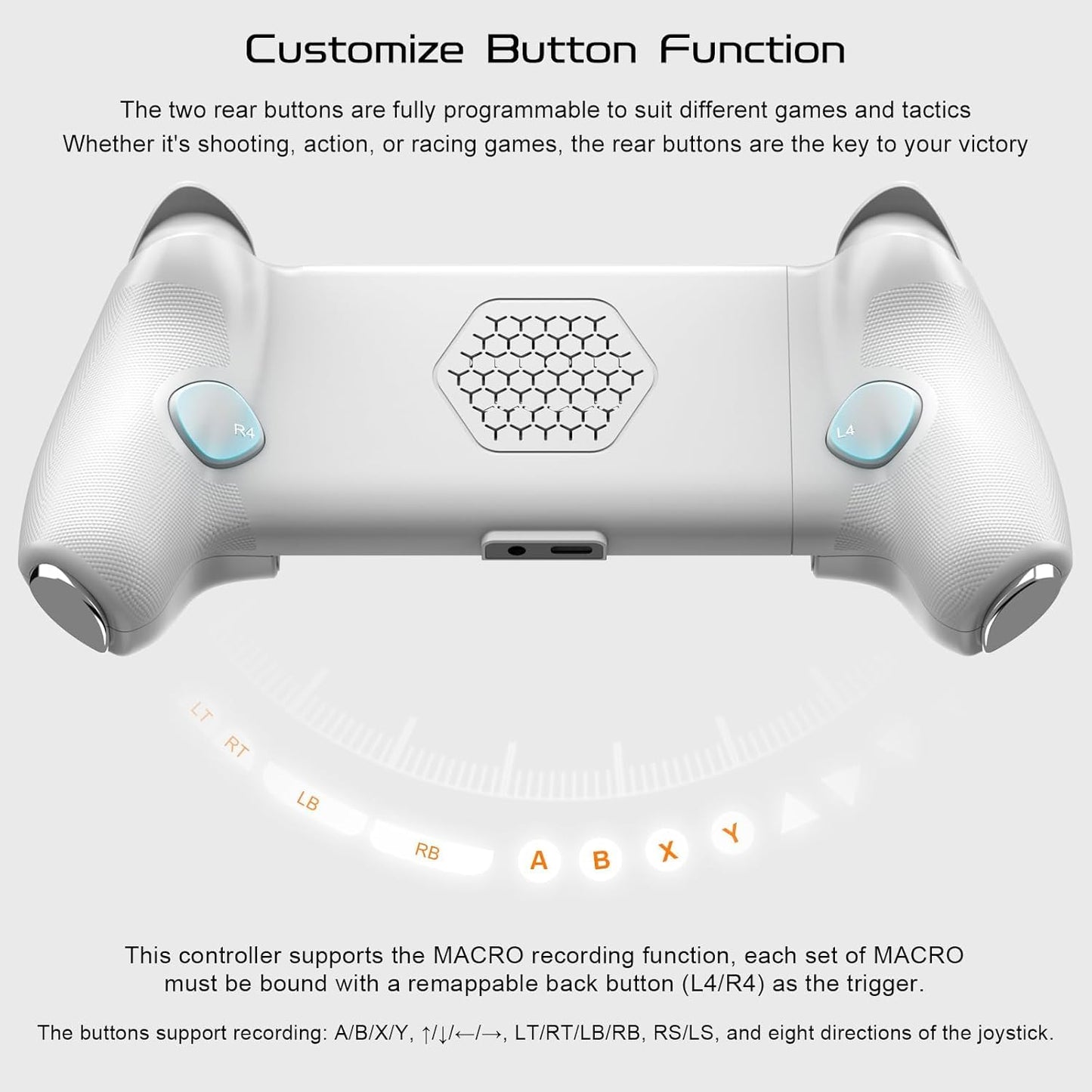 ADZOY Phone Controller for iPhone 15/16 Series & Android (USB-C), Mobile Gaming Controller with Hall Effect Joysticks/Hall Trigger/2 Mappable Buttons/3.5mm Audio Jack, Play COD, Cloud Game & More