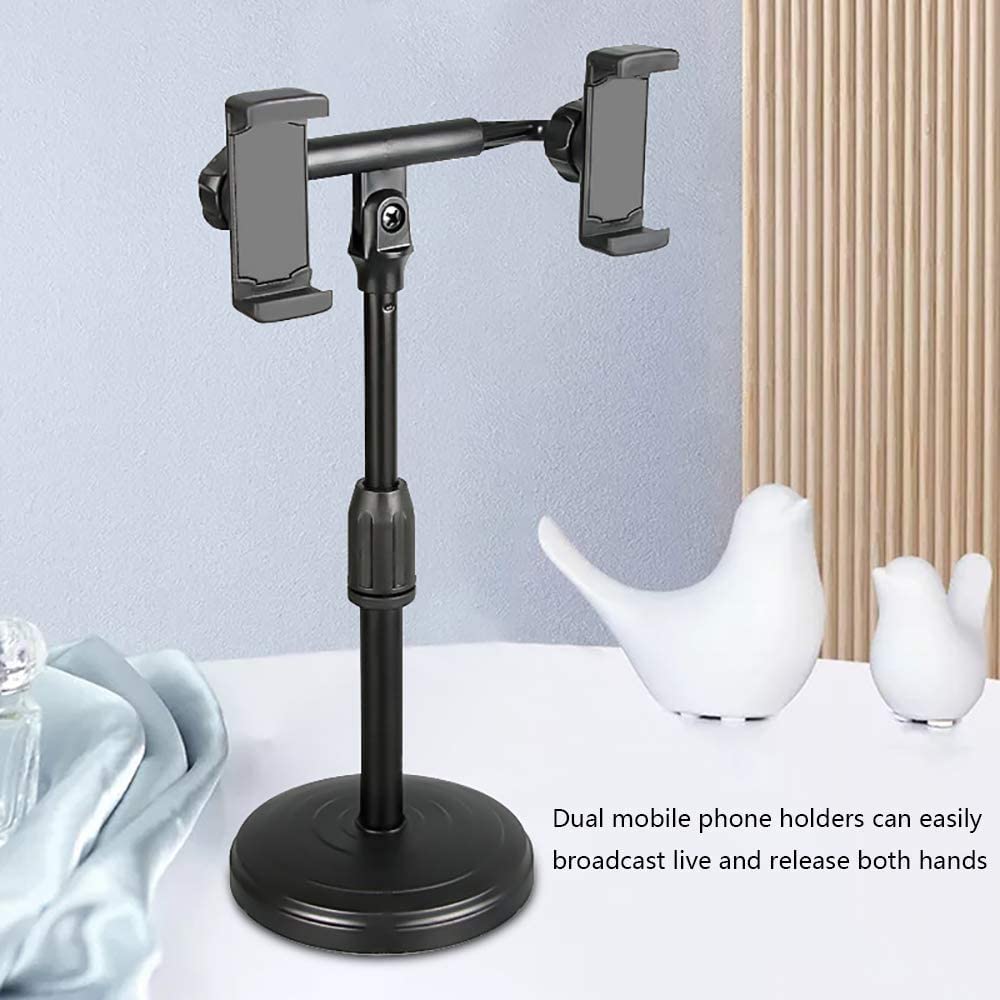 ADZOY Heavy Base Retractable Mobile Phone Stand for Onilne Classes Live Streaming Shoot Video YouTube Round Base (GAZ 2IN1)