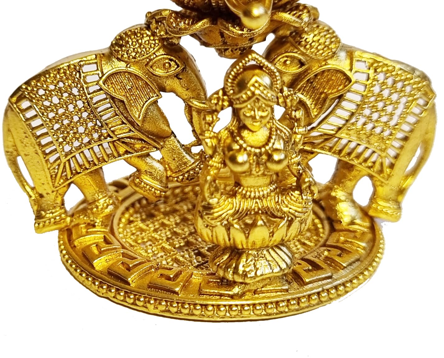 ADZOY Premium Handcrafted Goddess Lakshmi on Lotus with Elephants and Peacock on Top for Wedding | Haldi | Sindoor | Kumkum | Chandan | Dabbi Handmade Pure Brass Material Box