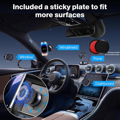 ADZOY Vacumm Suction Cup Extented Arm Phone Mount Magnetic Car Cell Phone Holder| 360 Rotation | Vacuum Lock Holder Multipurpose Use | Heavy Duty | Reusable Wall Holder for Kitchen, Bathroom, Desk
