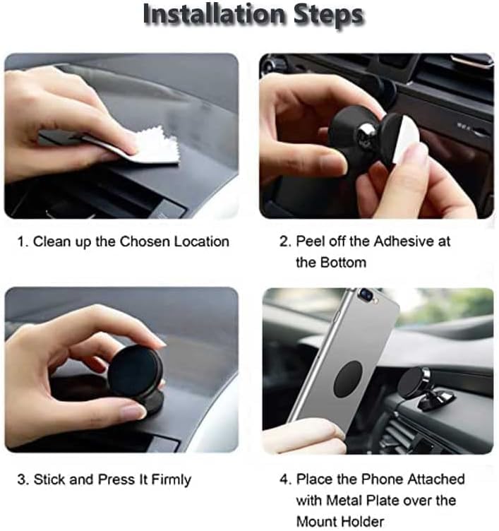 ADZOY Magnetic Phone Mount, [Super Strong Magnet] [with 3 Metal Plate] Car Magnetic Phone Holder, [360° Rotation] Universal Dashboard Car Mount Fits iPhone Samsung Etc Most Smartphones