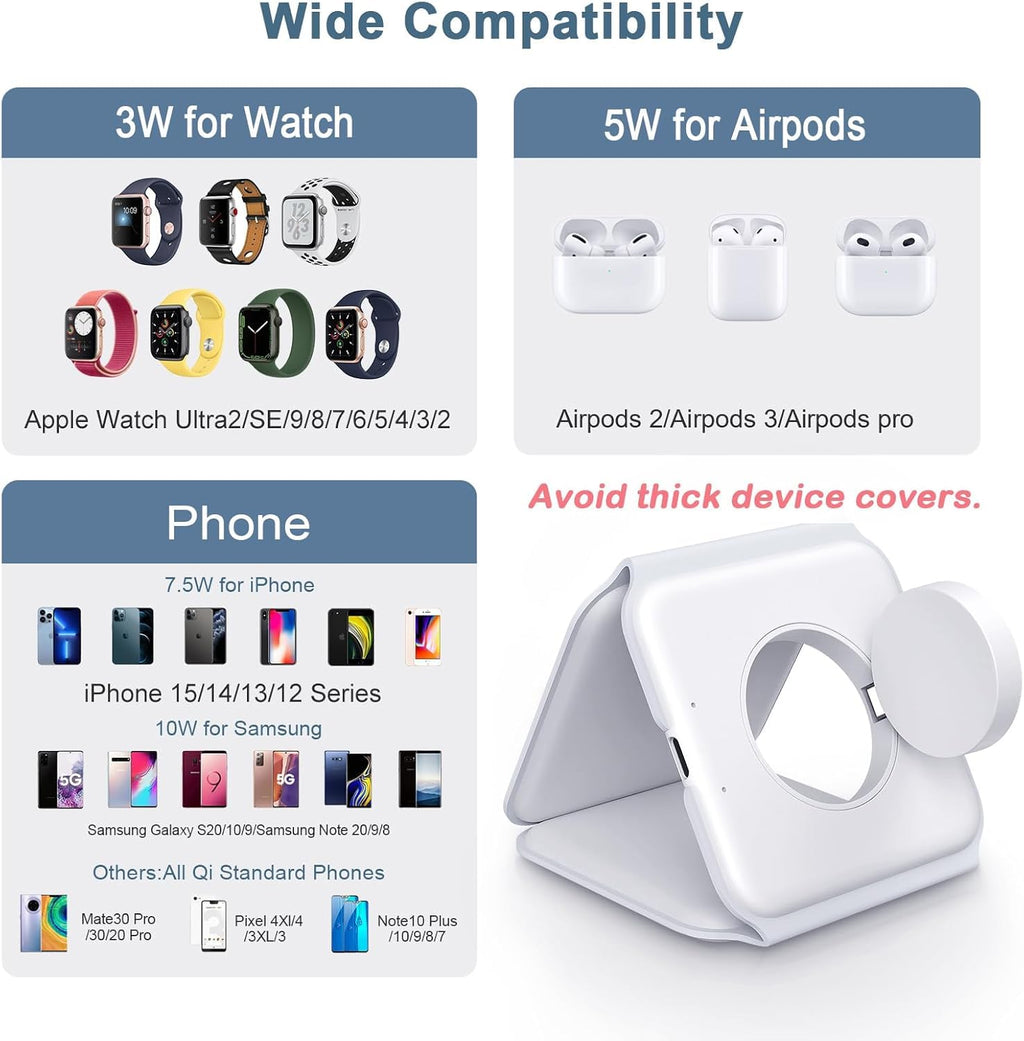 ADZOY 3 in 1 Wireless Flatbed Charging Station