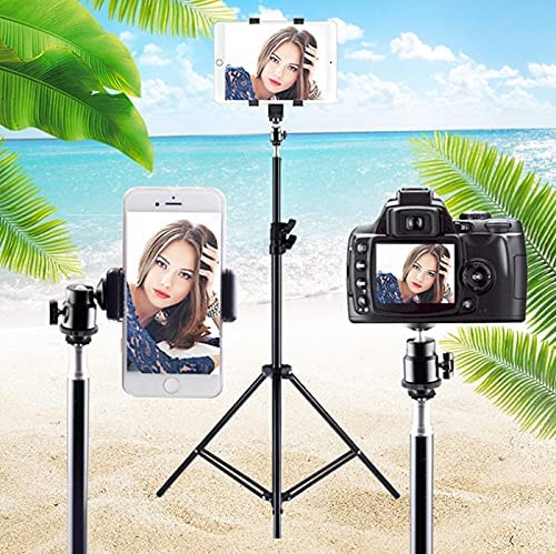 ADZOY Combo of 210 CM (6.9 Feet) Metal Tripod With10 inch LED Ring Light and Metal Collar Lapel Microphone 3.5mm for Cell Phone, Baking, Craft, Calligraphy, Drawing, Online Lesson, Video Recording