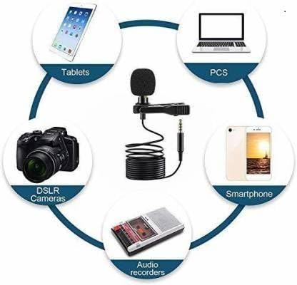 ADZOY Professional Combo of 10 Inch USB Powered LED Panel Light with 7 Feet Adjustable Metal Tripod, Super Clamp and Collar Lapel Microphone