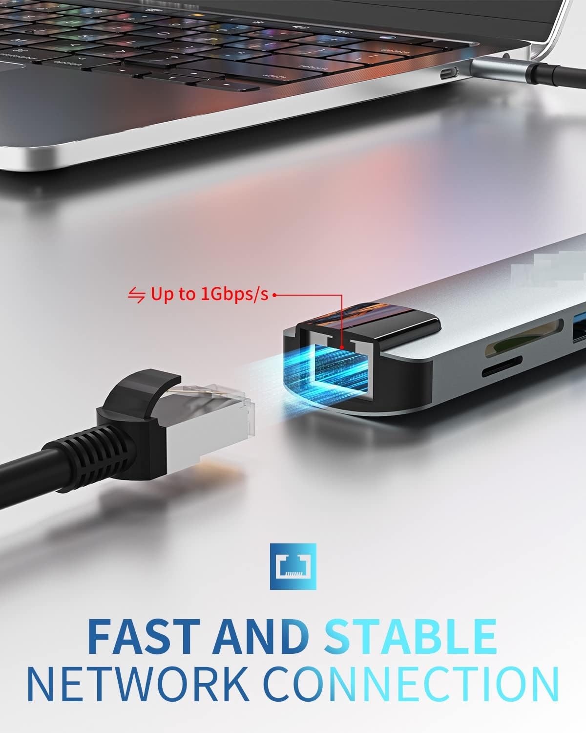 ADZOY 7 in 1 USB C Hub Multiport Adapter with HDMI 4K 30Hz, 100W PD Fast Charger, SD/TF Card Slots, USB 3.0 5Gbps Data Ports, for MacBook Pro, MacBook Air