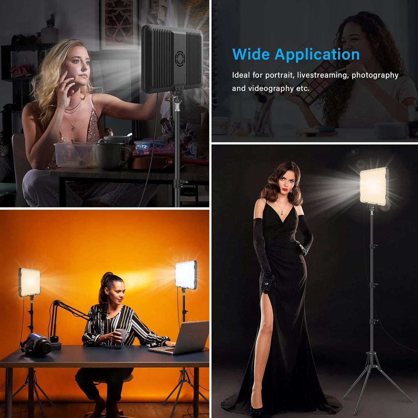 ADZOY 24'' LED Video Bi-Colors Light Kit, 2700-7500K Dimmable Photography Lighting with Remote and 84 inches Stand, CRI 96+ Studio Lights for TikTok, YouTube, Game Streaming, Video Photography