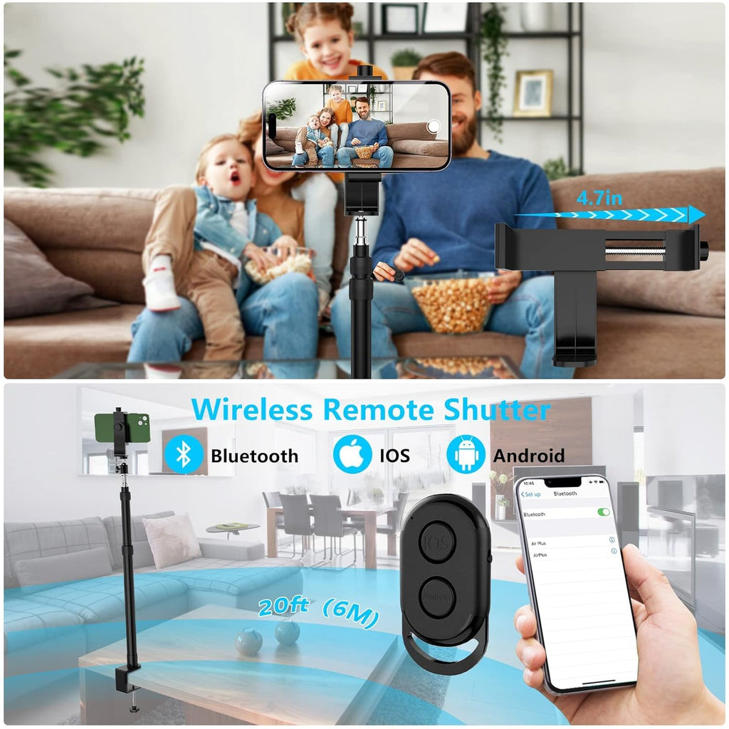 ADZOY PM-26 Photography RGB LED Lighting Panel Light & Remote Control with  MT49 Light Stand Tabletop C Clamp Desk Mount Table Stand, Super Clamp & Collar Mic &  BT-03 Bluetooth Control Button