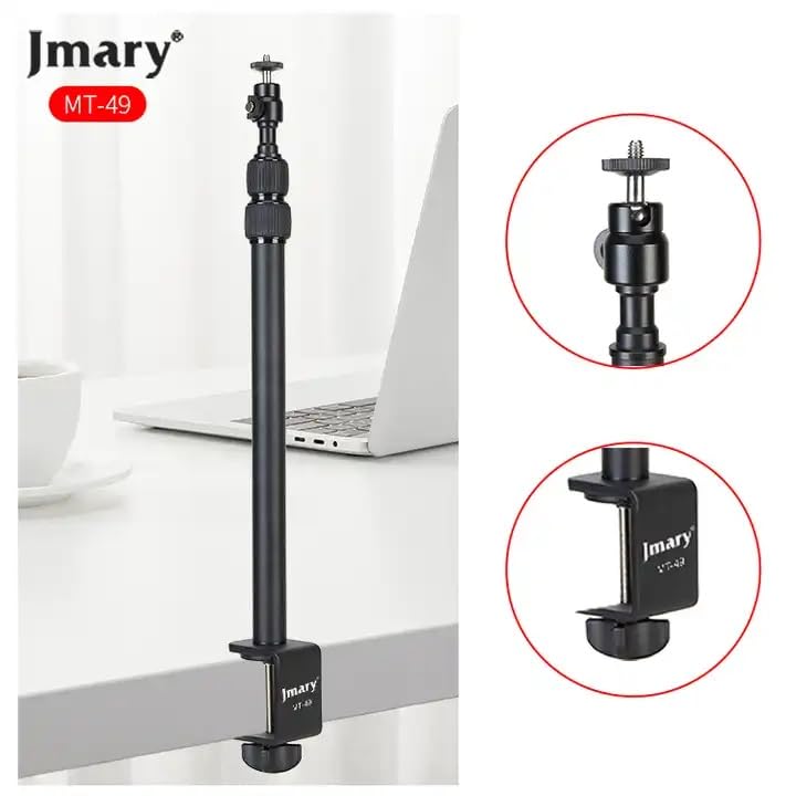 ADZOY 2024 Photography LED Lighting Panel Light Remote Control with Jmary MT49 Light Stand Tabletop C Clamp Desk Mount Table Stand, Super Clamp & Collar Mic and Jmary BT-03 Bluetooth Control Button