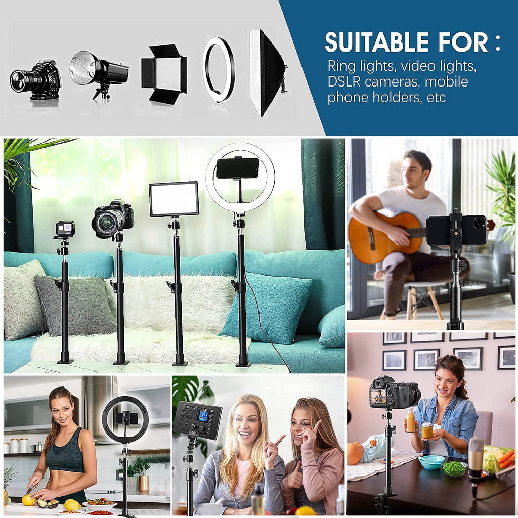 ADZOY  MT49 Projector Desk Mount Stand Table Stand Table Tripod 360°Swivel Ball Head for Mini Smartphone,Projector,Camera, Webcam, Camera, Ring Light, Streaming, Photo Video Shooting