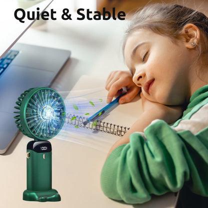 ADZOY Hand Fan Mini Handheld Fan 3000mAh Rechargeable with 5 Speeds, Battery Operated Mini Fan Foldable Desk Desktop Fans with LED Display for Home Office Bedroom Outdoor Travel (Multicolour)