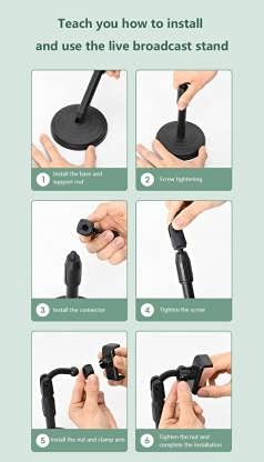 ADZOY Muti-Functional Retractable Mobile Phone Holder for Broadcast, Online Classes Table & Bed Mobile Stand for All Smart Phones with Adjustable Height, 360 Degree Rotation
