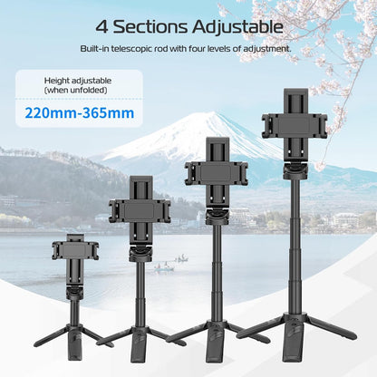 ADZOY Stainless Steel P15 MINI Pocket Monopod Retractable Selfie Stick Tripod with Detachable Remote Pocket Size,3-in-1 Mini Phone Grip 2 Cold Shoe,10M/393.7'' Wireless Shutter