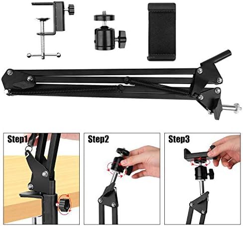 ADZOY 3 Modes 10" LED Soft Light Panel Kit USB Powered with Overhead Suspension Arm Stand for Studio Photography/Video Recording/Conference/Baking/Craft/Calligraphy