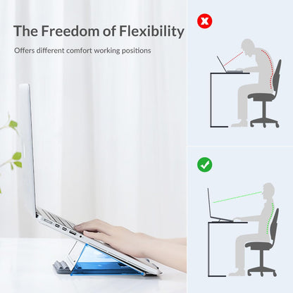 ADZOY Premium ADL8 Super Strong and Slim Aluminum-Silicon Made Anti Slip 4 Level of Height Adjustment can Hold Upto 10 KG of Weight Laptop/Notebook/Tablet Stand Holder for Work & Play