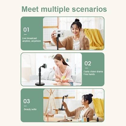 ADZOY Muti-Functional Retractable Mobile Phone Holder for Broadcast, Online Classes Table & Bed Mobile Stand for All Smart Phones with Adjustable Height, 360 Degree Rotation