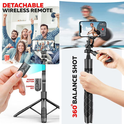 ADZOY L16 61" Tall Selfie Stick Aluminum Tripod Stand with Remote &10 INCH Photography Round Panal Light with Remote, Phone Holder Compatible with iPhone/Android/GoPro (L16+10INCH Round PANAL Light)