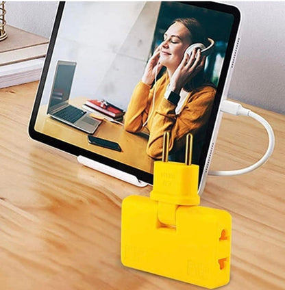 ADZOY 3 Plug Socket | 3-in-1 Rotating and Foldable Wall Plug Adapter | Smart Sleek and Ultra Thin 180 Degree Wall Socket | Space-Saving Smart Multiplug Power Socket Behind The Sofa, Bed (1)