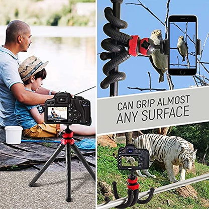 ADZOY Flexible Gorillapod Octopus Tripod with 360 Degree Ball Head & Phone Mount for Portable Camera and Smartphones for Vlogging/Video Shooting/Broadcasting