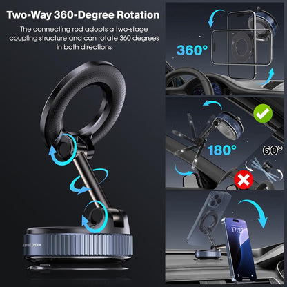 ADZOY Vacumm Suction Cup Extented Arm Phone Mount Magnetic Car Cell Phone Holder| 360 Rotation | Vacuum Lock Holder Multipurpose Use | Heavy Duty | Reusable Wall Holder for Kitchen, Bathroom, Desk