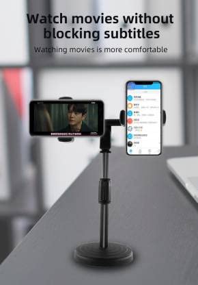 ADZOY Heavy Base Retractable Mobile Phone Stand for Onilne Classes Live Streaming Shoot Video YouTube Round Base (GAZ 2IN1)