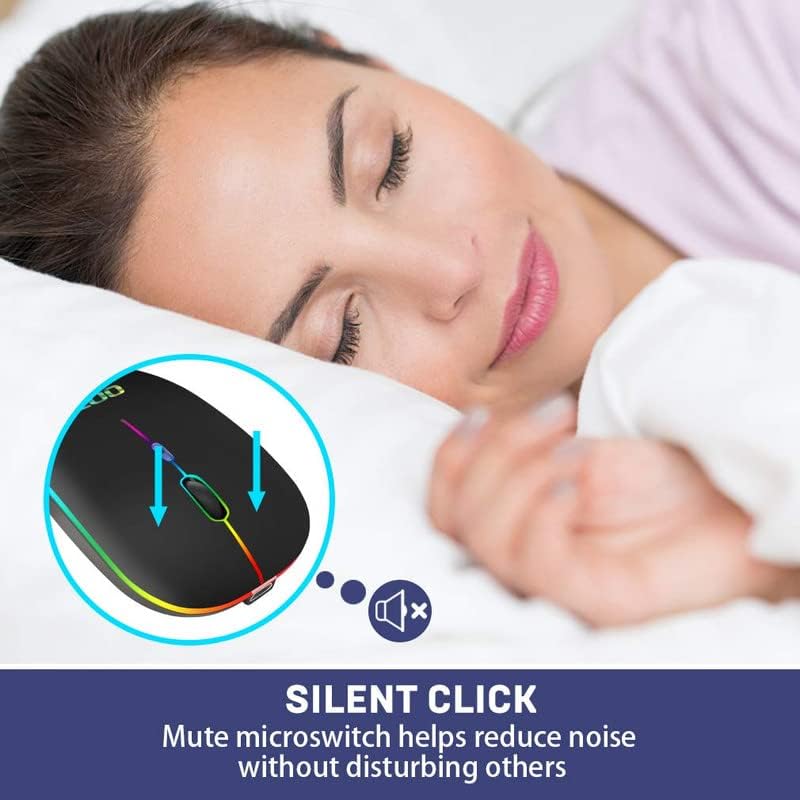 ADZOY Wireless Mouse Dual Mode Bluetooth 5.1 + 2.4Ghz Rechargeable RGB Led Silent Click Mouse connectivity Windows, Mac, iOS, Android (1 PCS)