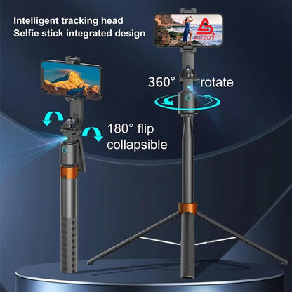 ADZOY Professional ADL-Q13 Intelligent AI Tracker Selfie Stick 180cm Wide Angle 360 Degrees Gimbal Foldable Auto Face Tracking with Remote | Overhead Phone Holder Stabilizer