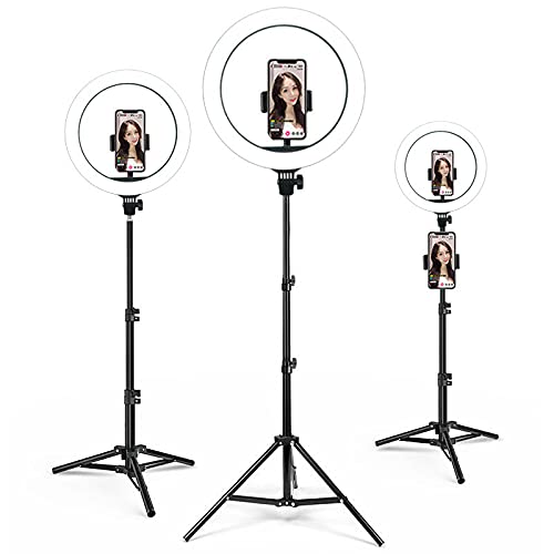 ADZOY Premium Combo of 6.9 Feet (210cm) Strong Metal Tripod/Camera Stand with 10 Inch Ring Light - 3 Mode Light and 10 Level Brightness for Your Selfie/Video Recording