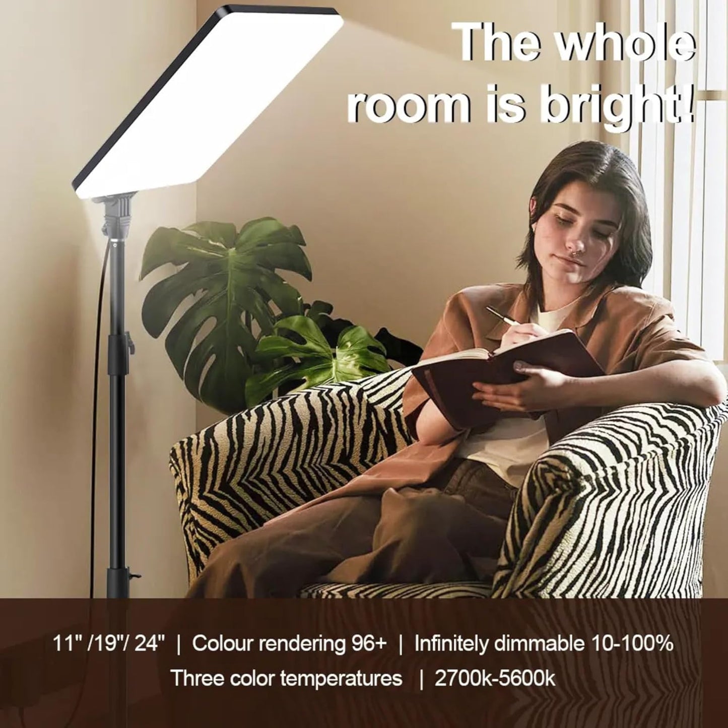 ADZOY 24'' LED Video Bi-Colors Light Kit, 2700-7500K Dimmable Photography Lighting with Remote and 84 inches Stand, CRI 96+ Studio Lights for TikTok, YouTube, Game Streaming, Video Photography