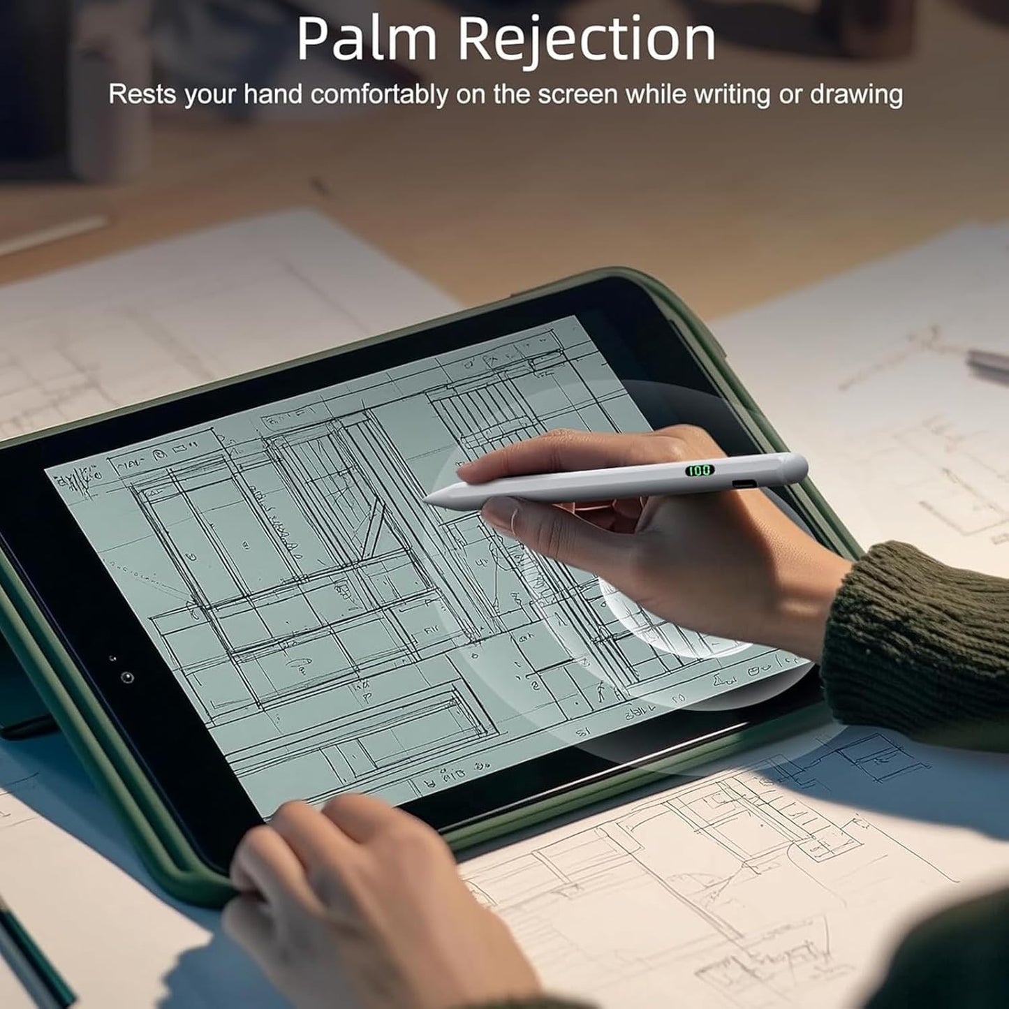 ADZOY P2 Display iPad Pencil, Stylus Pen with Real-Time Led Power, Pencil for iPad 6/7/8/9/10gen, Air 3/4/5/6(M2), Pro 11"/12.9"(M4), Mini 5/6/7, Stylus for 2018 & Later