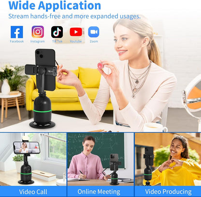 ADZOY Auto Face Tracking Tripod - 360° Rotating Smart Shooting Holder with Gesture Control | Detachable Stand Tripod for Vlogging, Streaming, Reels| Rechargeable (P03-Auto face Phone Camera Holder)