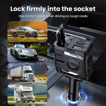 ADZOY Car Charger, 4 in 1 Mech-Style Fast Charging Car Phone Charger 65W, Cell Phone Charger for Car Compatible with iPhone 16/16 Pro Max/15/15 Pro Max/14/13/12/11,Galaxy, Pixel